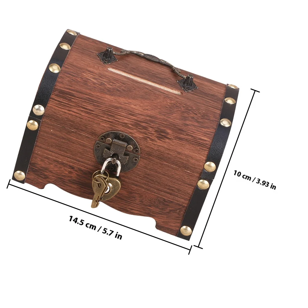 2 قطعة صندوق الكنز الخشبي توفير المال البنك مجوهرات حقيبة للتخزين تصميم فريد هدية عيد ميلاد ديكور المنزل #2