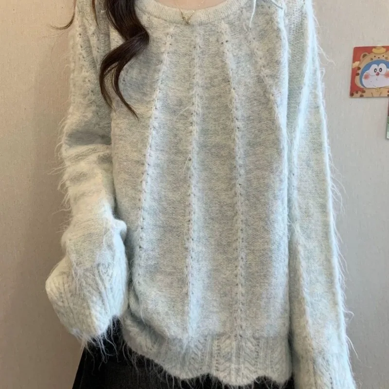 

Свитер в корейском стиле с бантом, новинка 2025, тонкий пуловер, осень-зима, свободный темпераментный топ