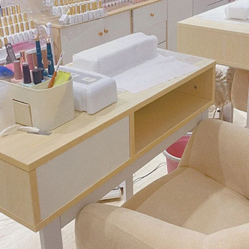 Simple White Wood Nail Tables Designer Professional Makeup Modern Nail Tables Living Room Mesa De Manicurista Salon Furniture