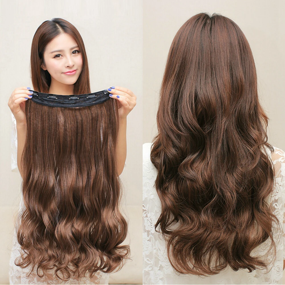 Long Wavy Synthetic Sunny Blonde Clip In Hair Extensions Fake Hair Clip Ins One Piece Hair Pieces for Women