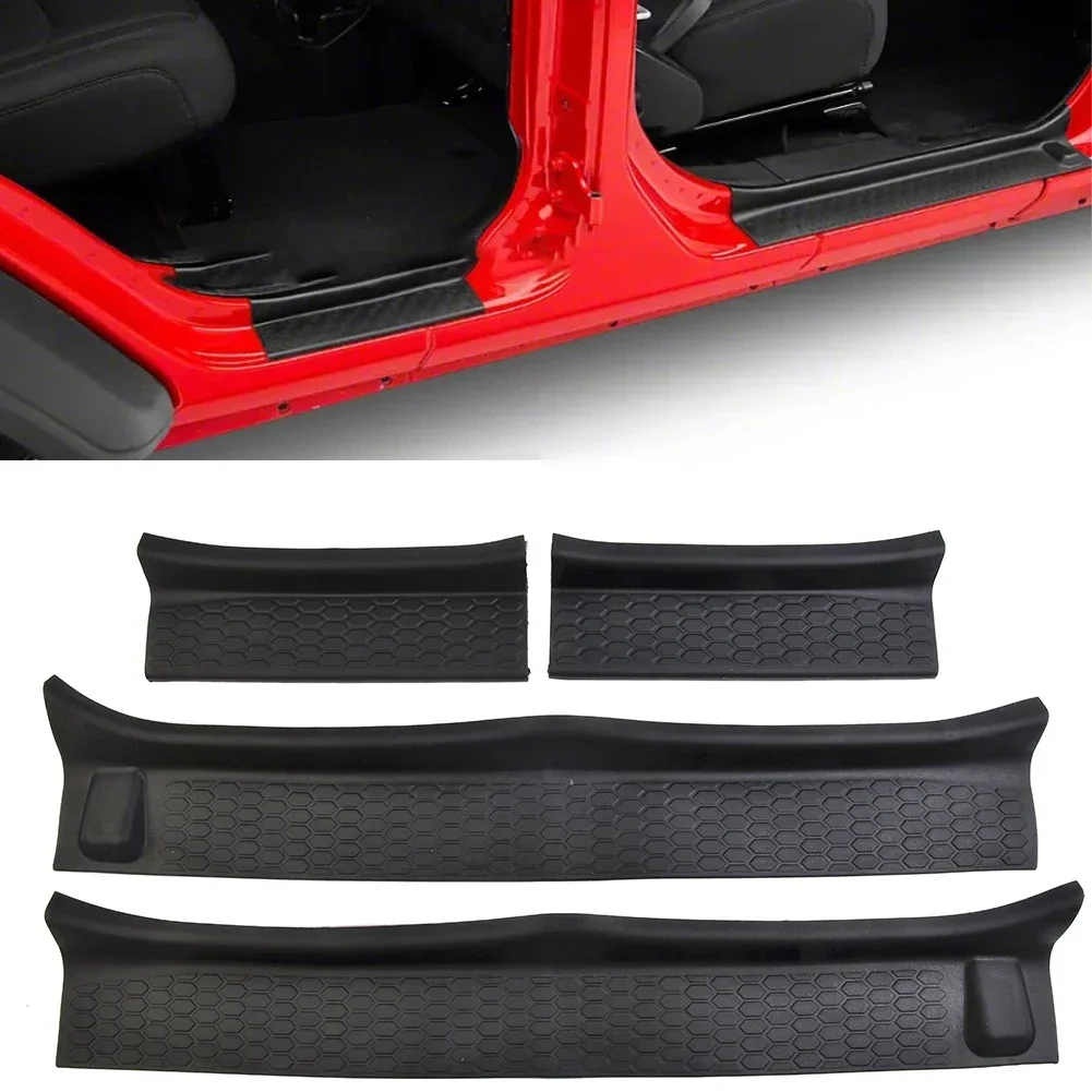 4pc Rubber Car Door Entry Guards For Jeep Wrangler JL JT Rubicon Sport 2018 2019 2020 2021 2022 Door Sill Anti-collision Sticker