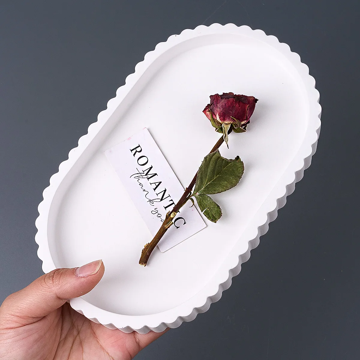 Lace Storage Tray Silicone Mold DIY Oval Stripe Coaster Making Molds Plaster Resin Jewelry Display Plate Craft Casting Mould view 5