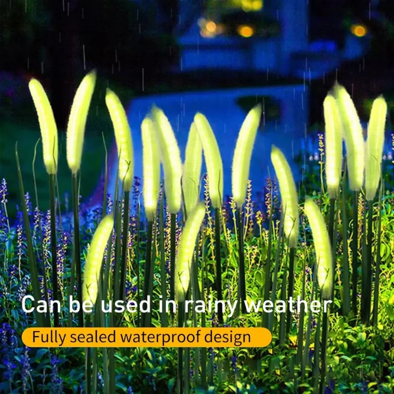 2025 جديد الشمسية مصباح ليد في الهواء الطلق شارع مصباح حديقة مقاوم للماء ذيل الكلب العشب الألياف البصرية الأرض التوصيل الخفيفة للمنزل الريفي