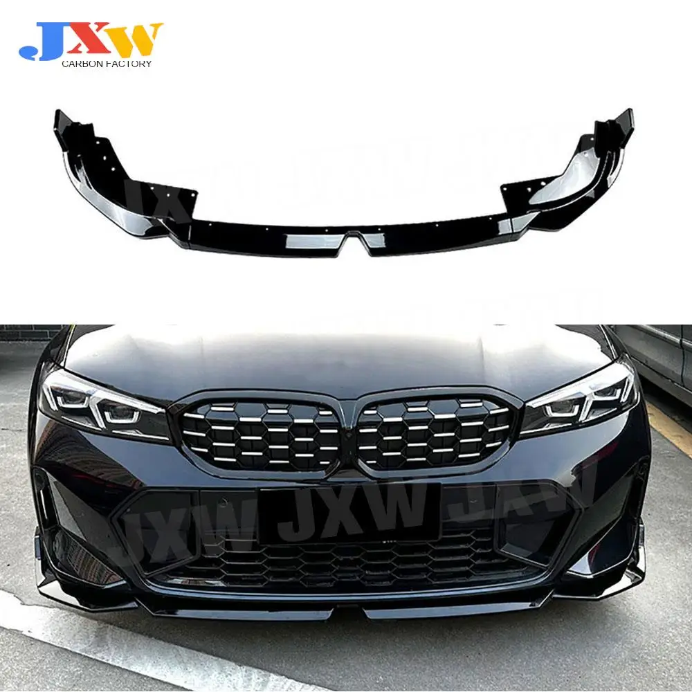 ABS Front Bumper Lip Spoiler Body Kits for BMW 3 Series G20 LCI M Sport 320i 325i 2023+ Three-section Front Lip Bumper Extension