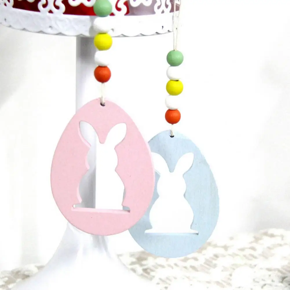 Decorações da árvore de páscoa decorações do coelhinho da páscoa ornamentos de madeira conjunto forma de ovo pendurado para festivo para árvore