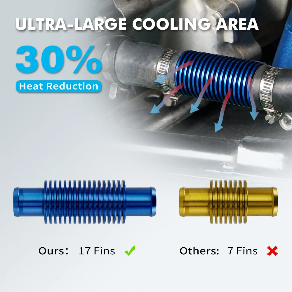 Universal ATV In Line Water Cooler Fit 0.76 "เส้นผ่านศูนย์กลางภายในท่อสําหรับ Yamaha Raptor 700 660 YFZ450 Banshee 350 Blaster 200