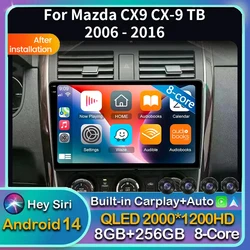 Android 14 Carplay Auto For Mazda CX9 CX-9 TB 2006 2007 2008 2009 2010 2016 Car Radio Multimedia Player Video Stereo WIFI+4G DSP