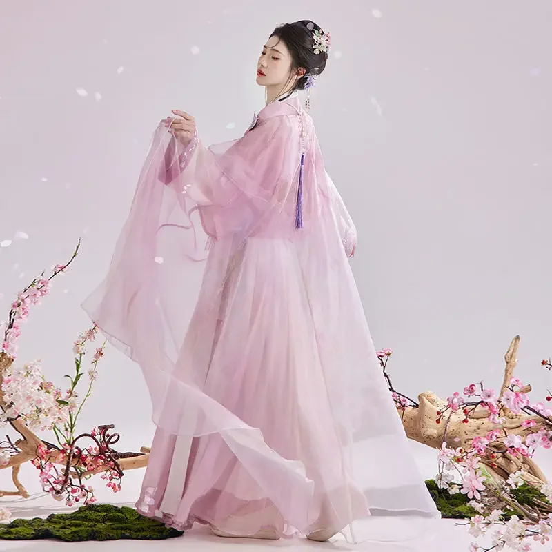 Original Hanfu Women's Improved Han Elements Song-made Waist Suspender Cloak Spring and Summer Embroidery Set