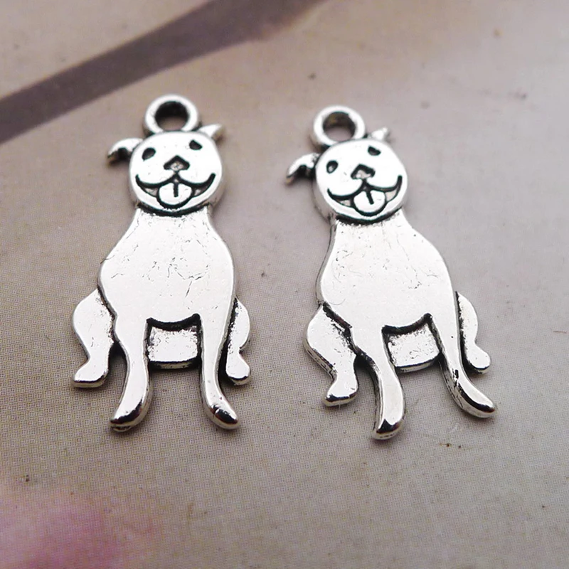 RAINXTAR Alloy 40pcs Cute Dog Animal Charms 10*20mm AAC222