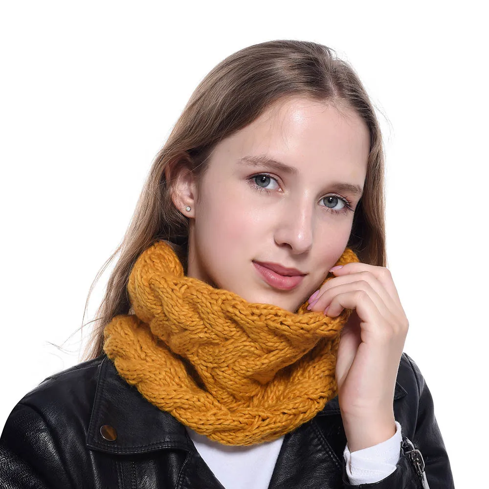 European and American autumn and winter popular women's neck cover coarse wool Fried Dough Twists neck scarf High quality knitti