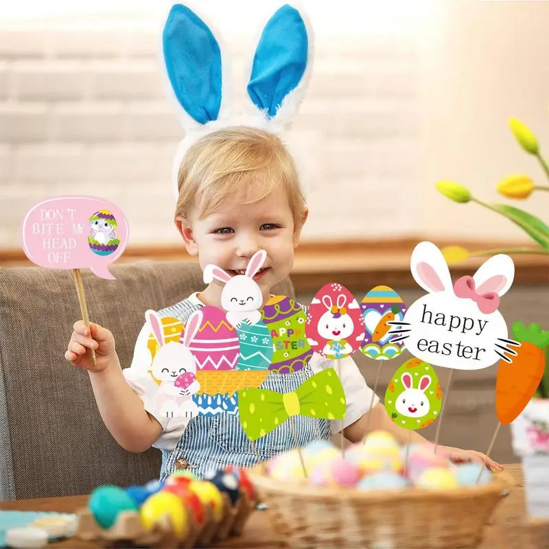 Easter Photoshoot Props 28PCS Cute Bunny Egg Easter Photo Booth Prop Kits Party Favors Supplies And Decorations For Celebrating