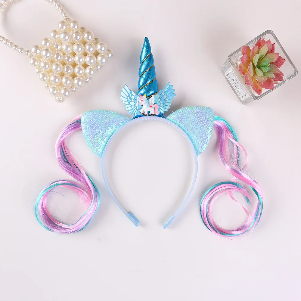 Girl Christmas unicorn Christmas Santa Claus Cosplay colorful hair Costume Headband