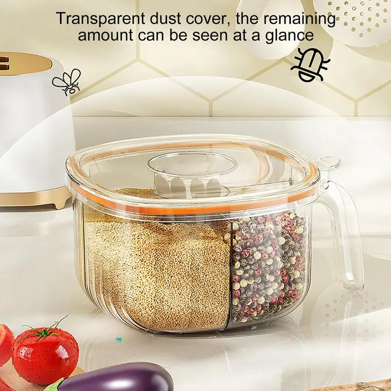 Seasoning Box With Handle Sealed Condiment Container With 4 Grids Food Grade Condiment Container Portable Seasoning Box With Lid