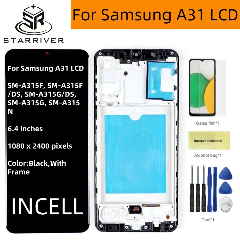 

A31 A315 A315F INCELL Screen Replacement, for Samsung Galaxy A31 A315 LCD Display Touch Screen Digitizer Assembly with Frame