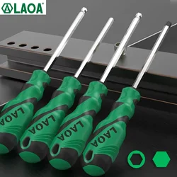LAOA 1pc Ball Head Hex Screwdriver Flat Head Screw Driver with Magnetism Screwdrivers S2 58HRC Alloy Steel Anti-slip Handle 1pc