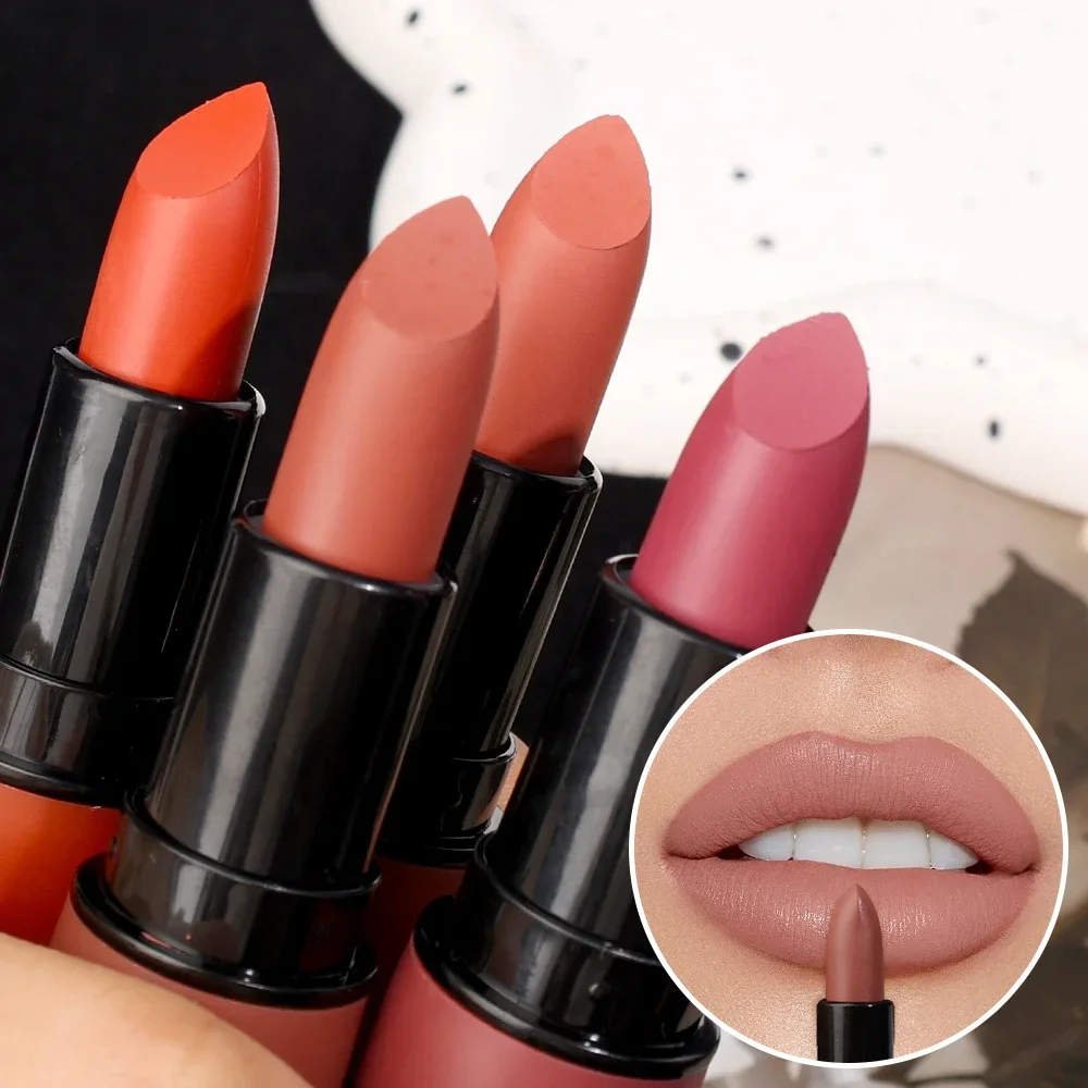 Waterproof Nude Lipstick 6 Colors Lasting Velvet Matte Non-Stick Cup Solid Lip Gloss Moisturizing Not Fading Lips Tint Cosmetics