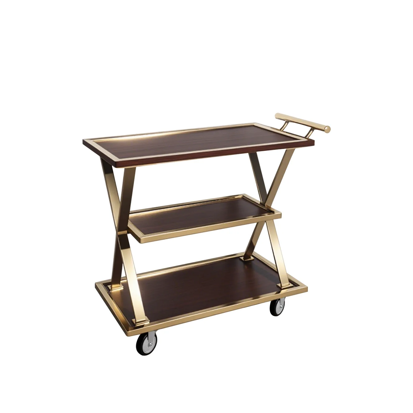 

Stainless steel light luxury cross service cart hotel tea house wine cart restaurant dessert cake hand push food delivery cart