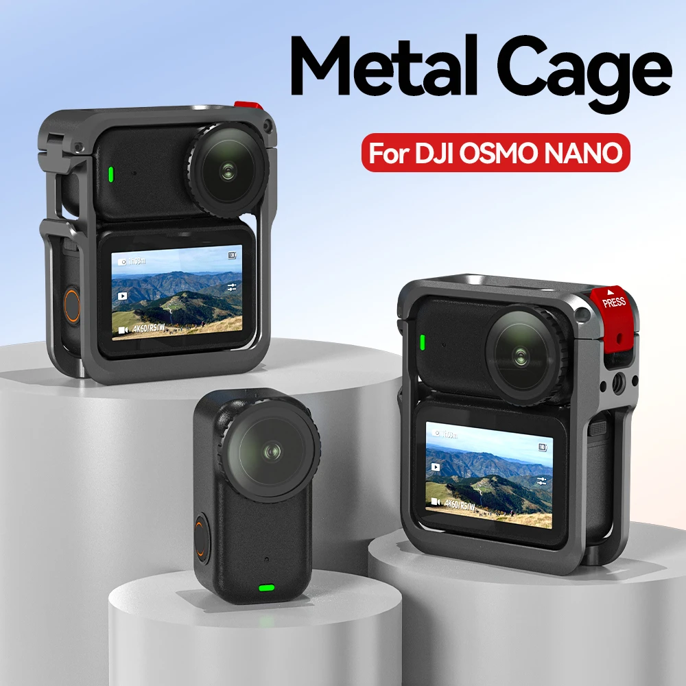 Funda con marco de Metal para cámara deportiva DJI OSMO NANO, jaula para conejos, carcasa protectora de liberación rápida, accesorios de montaje para zapata fría