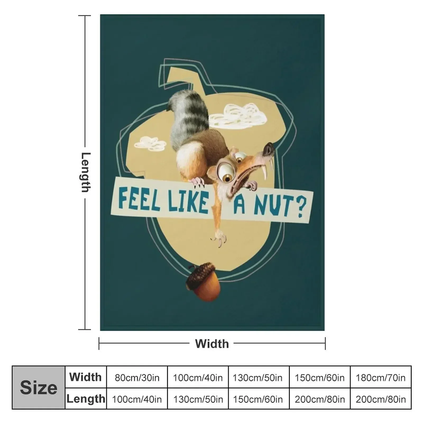 Ice Age Scrat Acorn Feel Like a Nut108 Throw Blanket couch cozy soft plush fuzzy picnic outdoor blanket