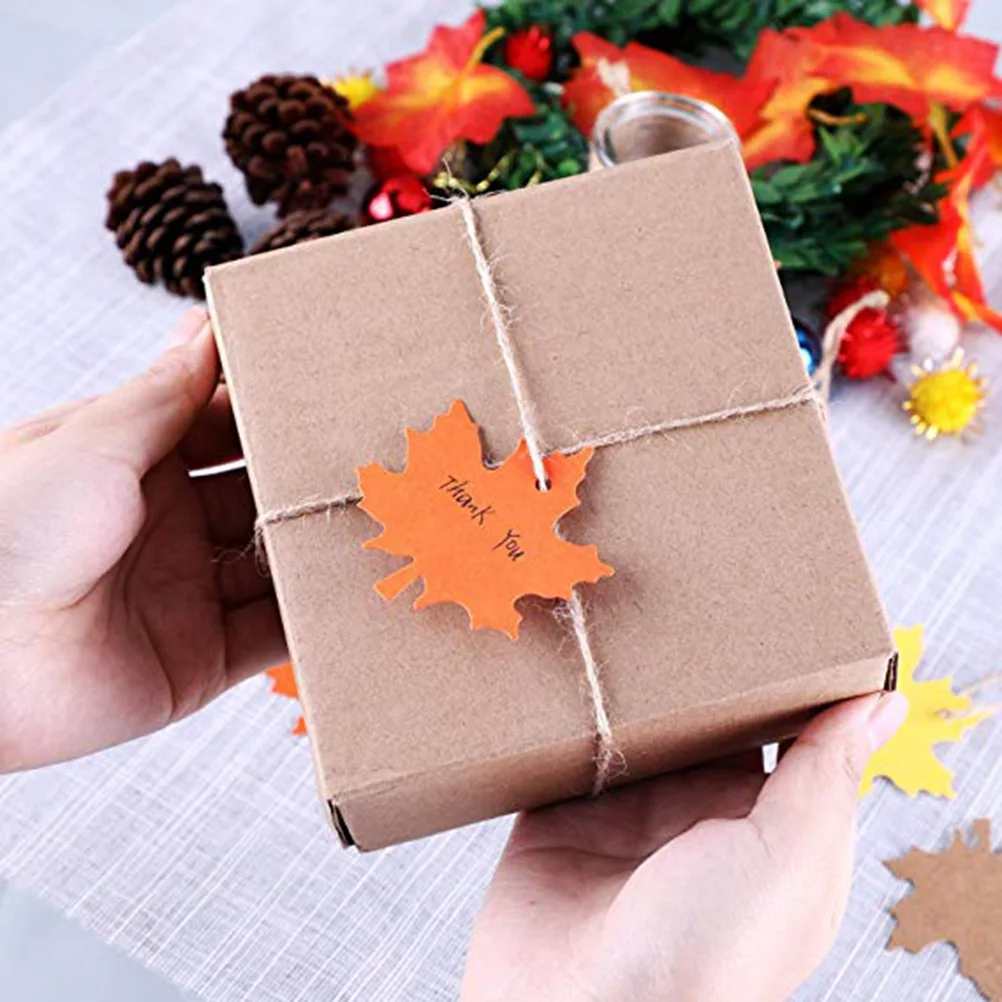 

150 Pcs Maple Leaf Tag Set Kraft Paper Gift Tags Wave Decorative Party Favor Blank Design Label Student Cards