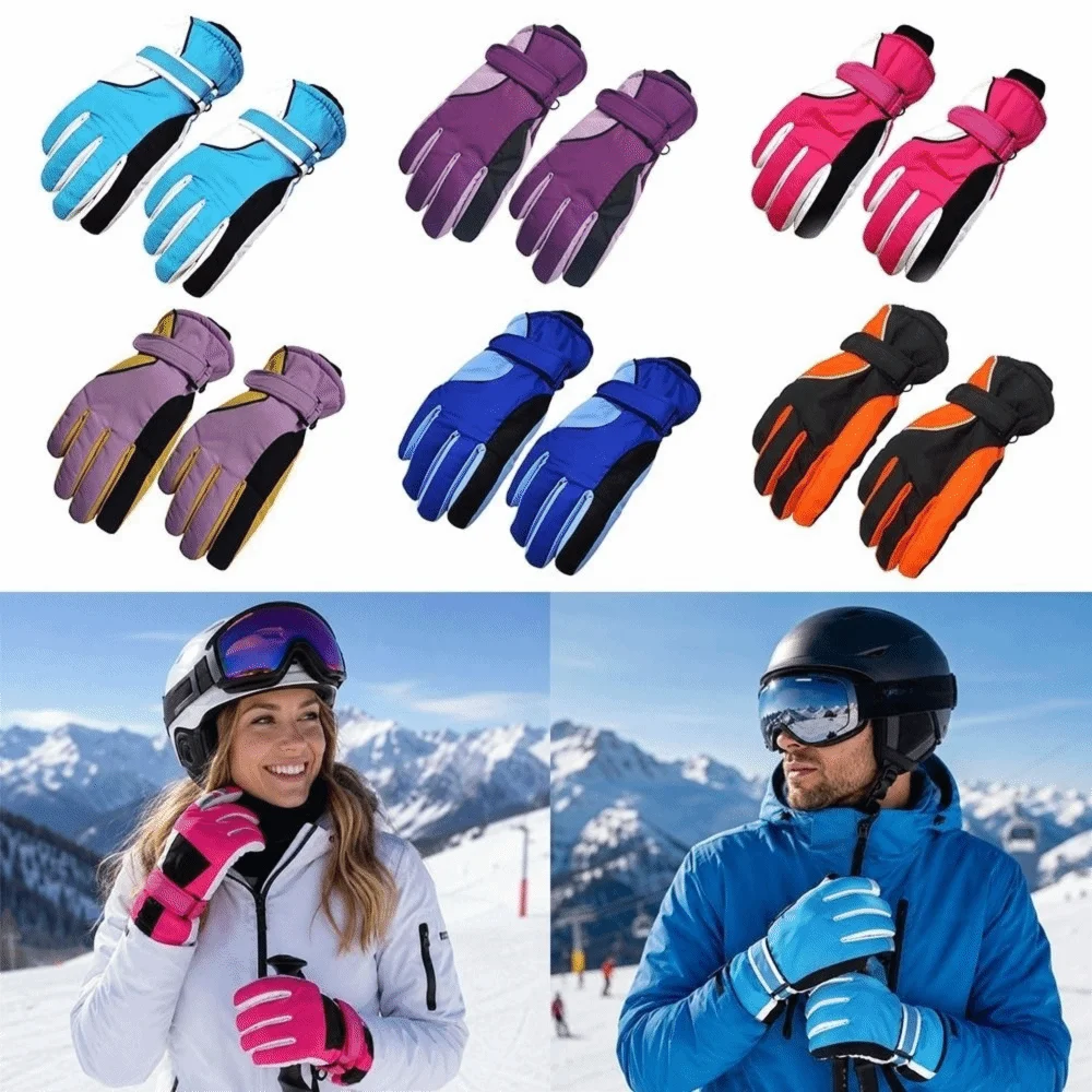 Fashion Warm Winter Skiing Gloves Waterproof Windproof Cycling Gloves Non-slip Thickened Thickened Thermal Gloves for Men Women