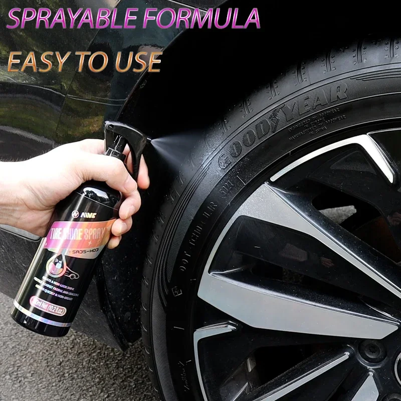 Car Tire Shine Coating Tyre Gloss Plastic Rubber Wheel Restorer Agent Spray Polishing Brightener Auto Car Detailing