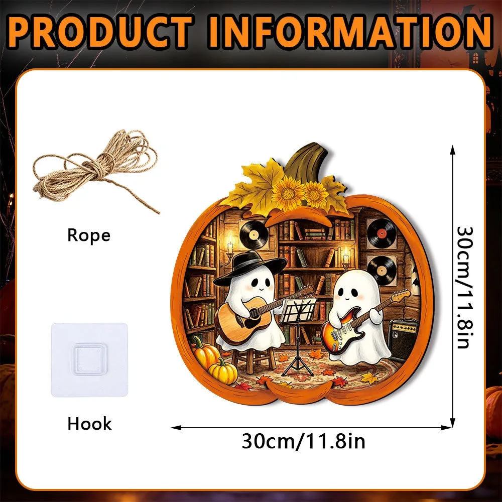 Cartoon Ghost Halloween Pumpkin Light-up Signage LED Lamp Scenery Layout Wall Hanging Plaque Multi-functional Lighted Pumpkin