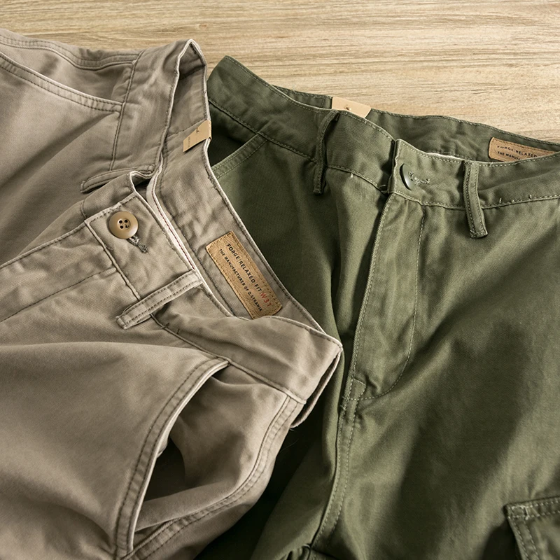 Youth Casual Loose Fit Men's Workwear Shorts Summer Vintage Trendy Five-Point Pants Elastic Waist Straight Leg Thin Material