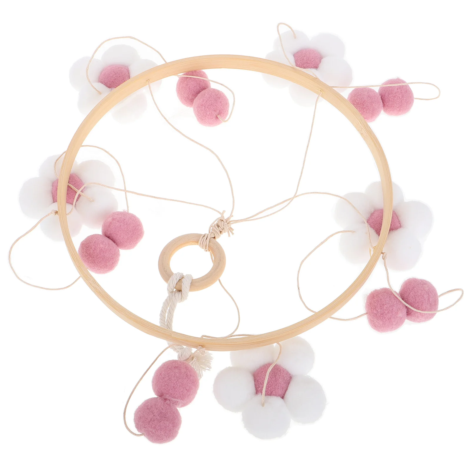 Carillon éolien nordique à Pom fleur, cloche de berceau Mobile suspendu pour pépinière, Mobile décoratif pour bébés garçons et filles, décor de berceau de pépinière