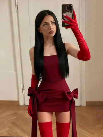 Raar Poes Kerstjurk Dames Cross Bandage Zijboog Lint Klassiek Eenvoudig Perzik Hip Stretch Verjaardagsfeestje Clubwear Bodycon