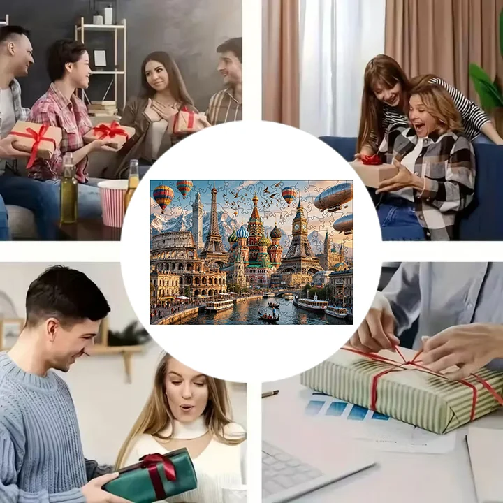 จิ๊กซอว์ไม้สถานที่ท่องเที่ยวชื่อดัง เกมฝึกสมองเพื่อการศึกษา ความบันเทิง ผ่อนคลาย คลายเครียด สำหรับผู้ใหญ่