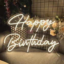Happy Birthday Neon Sign Art Wall Hanging Decor Led Neon Light Wall Decoration Sign for Party Home Room Wall Decor Neon Lamps