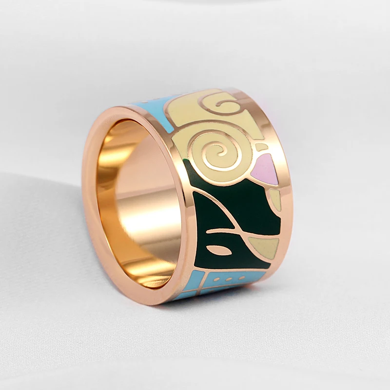 RX Recommend Hot Style Boho Classic Stainless Steel Wholesale Jewelry Enamel Ring For Women Party Popular Gift