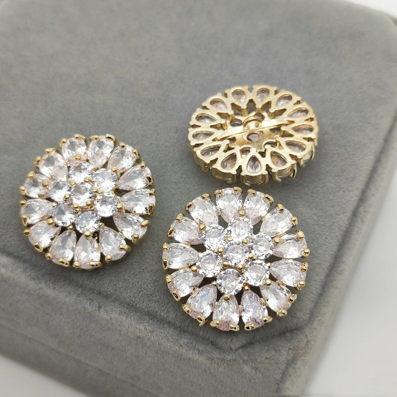 5pcs  Luxury Crystal Small Buttons for Clothing, Cubic Zircon Shank, Decorative CZ Sewing Buttons for Shirt Cuff Link