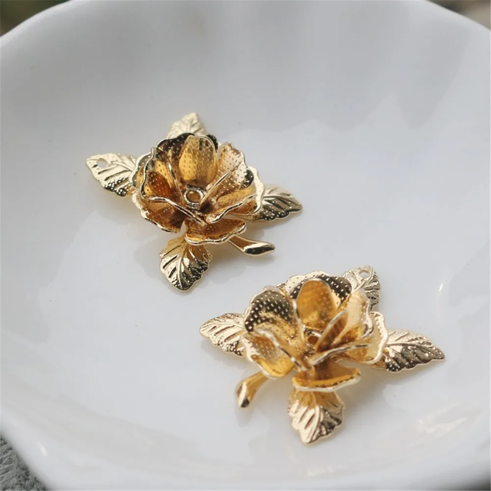 

14K Gold-coated Multi-layer Three-dimensional Flower Brooch, Handmade Hairpin, Pendant Material, DIY Jewelry Accessories, 20mm