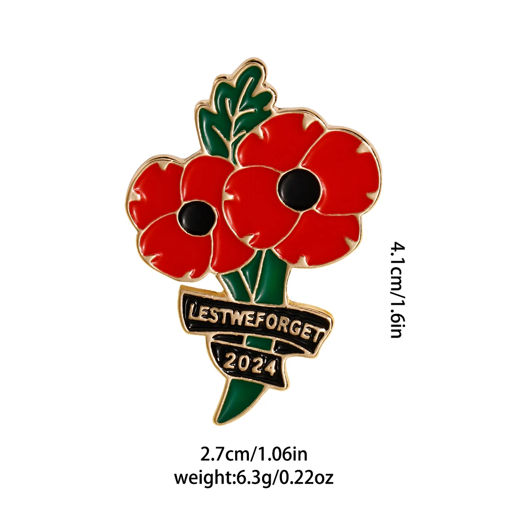 Lest We Forget Spille smaltate a forma di fiore Anniversario Spille per il Memorial Day della Guerra Mondiale all\'ingrosso