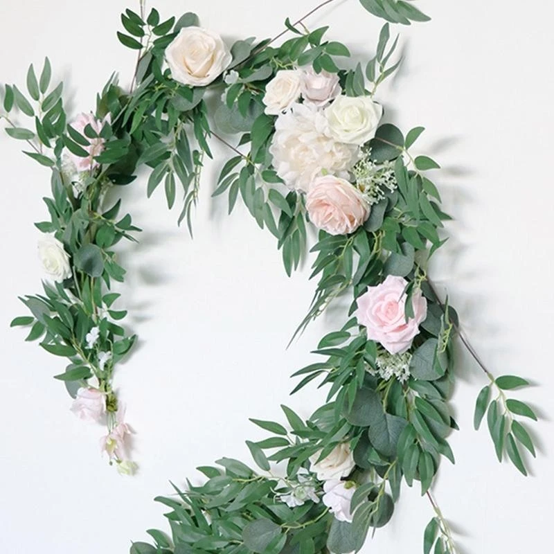 

Поддельный венок из ротанговой лозы, имитация висящих зеленых листьев, гирлянда, декор для дома, свадьбы, вечеринки, стола, для