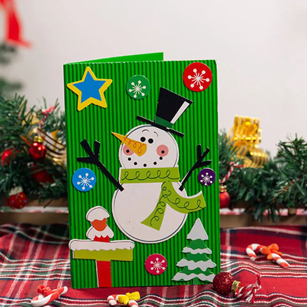 

4 Pcs Greeting Cards Making Kit Handmade Xmas DIY Material Christmas Supplies Kits