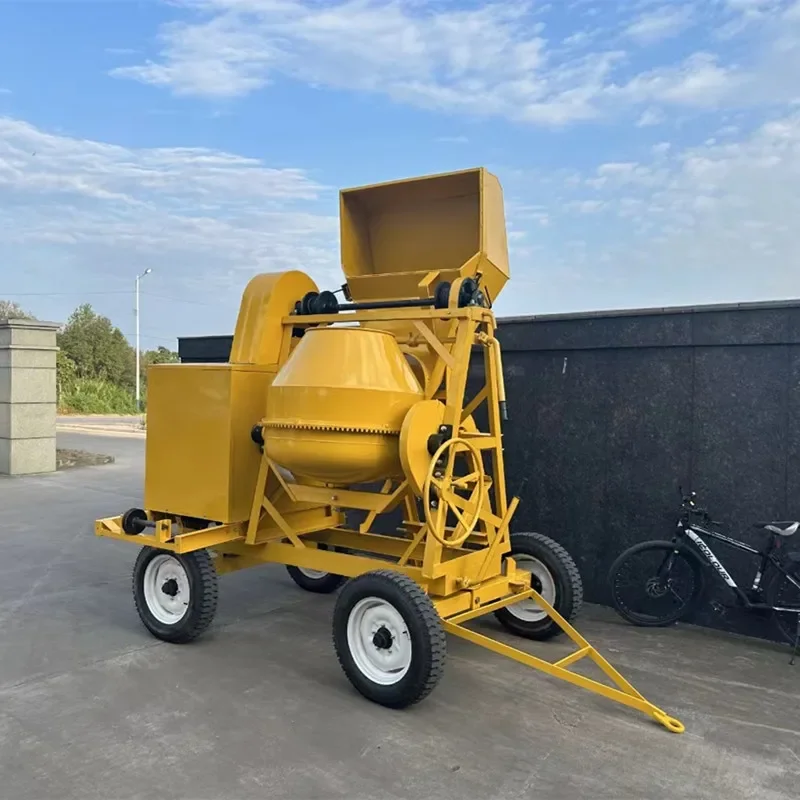 China High Efficiency Concrete Mixer Cast Iron Gear Cement Mixer Pump Portable Machine Mobile Concrete Mixers Sale for France