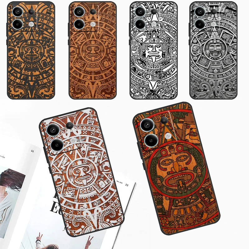 Mayan Calendar Wood Pattern Case For Xiaomi Redmi Note 13 Pro Note 12 11 9 10 Pro 10S 11S 12S Redmi 13C 10C 12C Cover