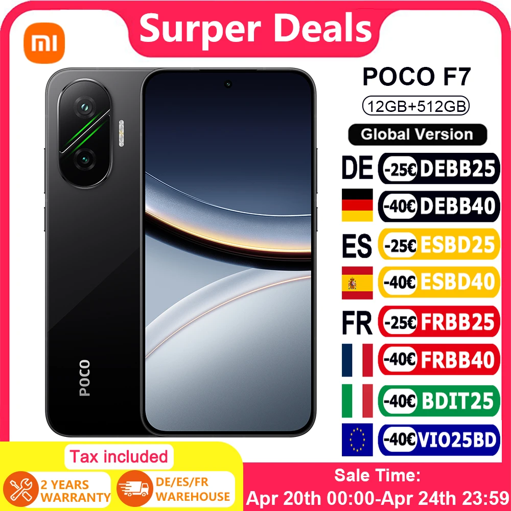 Versión global POCO F7 Smartphone 5G IP68 6,83" 50MP Cámara Sony 120Hz 6500mAh Tipo-C Insignia Snapdragon ® 8s Gen 4 Xiaomi