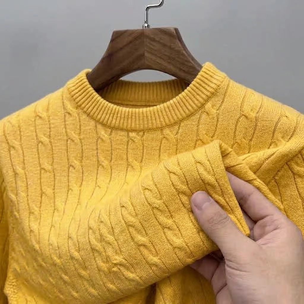 Herbstlicher Herren-Pullover mit Zopfmuster, langärmelig, lässig, Rundhalsausschnitt, weich, warm, gestrickt, für den Winter, Alltag, Streetwear – Detail 11