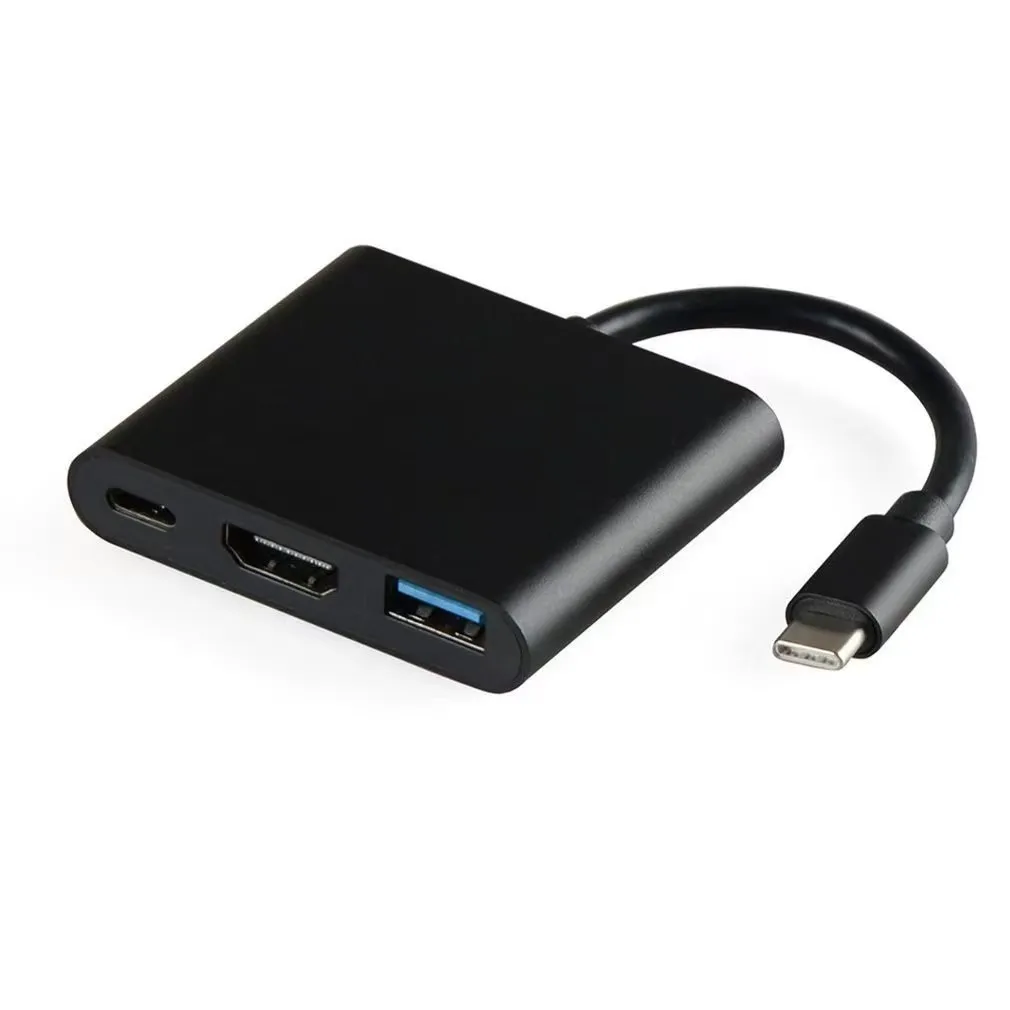 Typ-C-zu-HDTV-Adapter mit 4K-HDMI-Ausgang, 3-in-1 zu 4K HDMI, USB3.0, USB-C Digital AV Multiport-Adapter für TV und Projektor