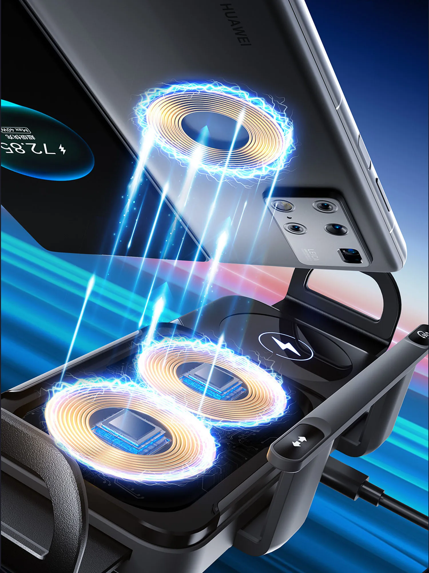 Dual Coil Faltbare Telefon Halter Auto Drahtlose Ladegerät Universal Auto Telefon Halterung Schnelle Lade Für Samsung iPhone Xiaomi Z Fold – Detail 11