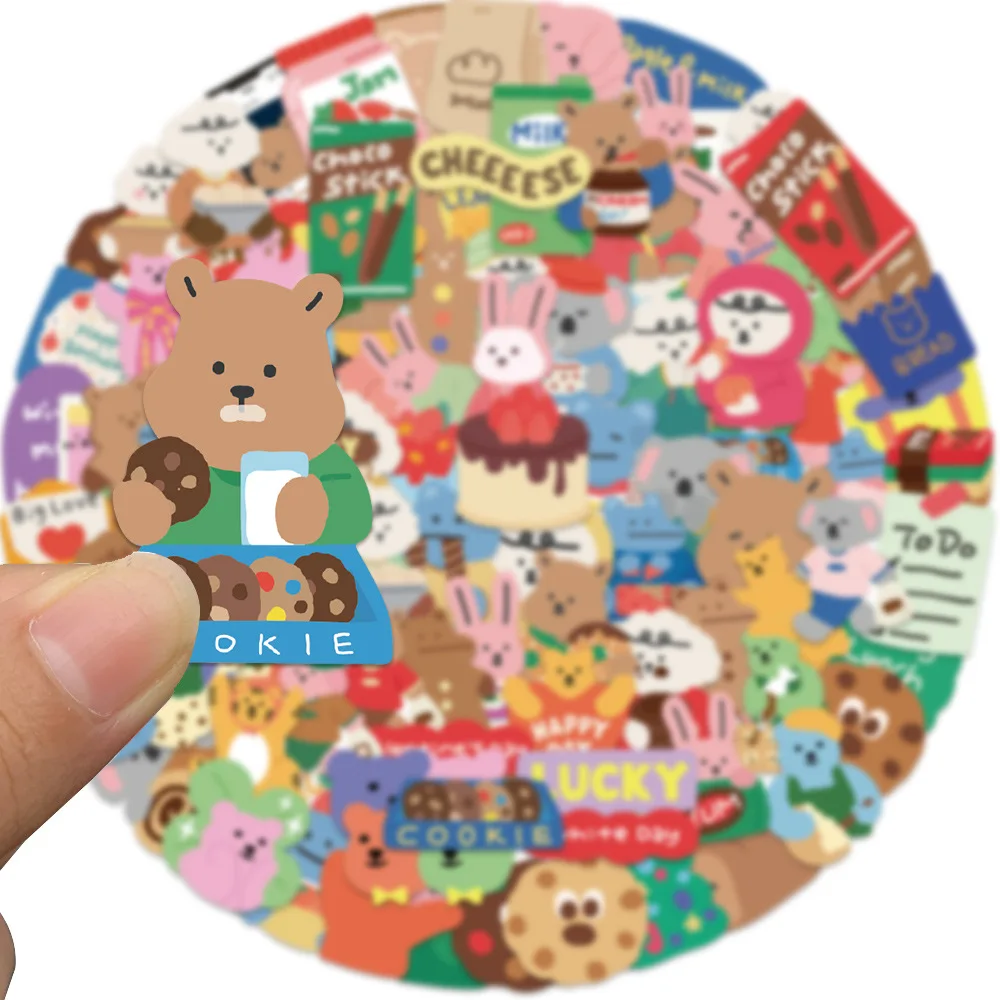 100pcs Korean dailylike Bear Stickers Vinyl Waterproof Stickers for Kids Toy Decals for Loptop Water Bottles DIY Phone Case