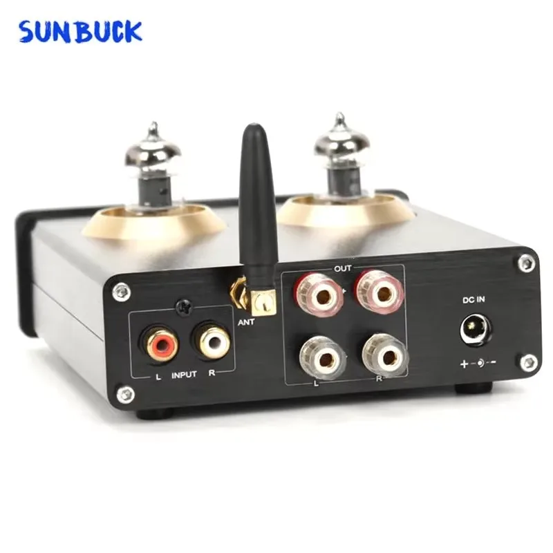 Sunbuck 24v fonte de alimentação 100w + 100w 2.0 bluetooth 5.0 6j1 amplificador de tubo frontal combinado com amplificador de potência digital tpa3116