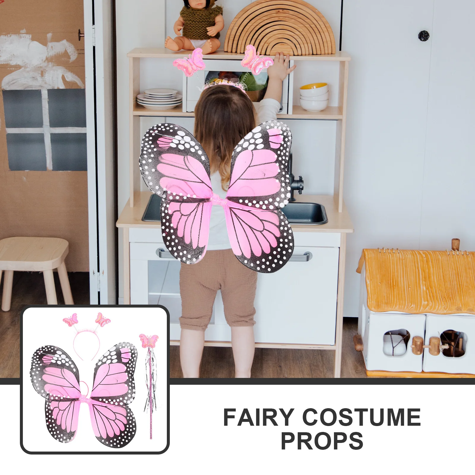 

1Set Butterfly Fairy Wing Headband Fairy Wand Costume Props Kids Cosplay Supplies Party Performance Gifts Butterfly Wing