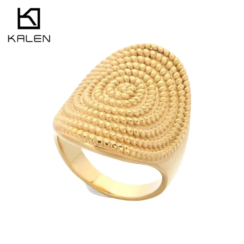 Kalen Stainless Steel Larger Ring for Men Hip Hop Big Women's Finger Rings Spiral Charm Anillos Trendy Party Jewelry Gifts #7-#1
