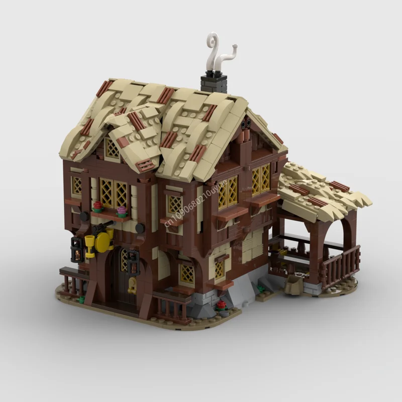 1294 stücke Moc Medieval Dorf Taverne Modulare Architektur Schloss Bausteine Montage Ziegel Spielzeug Kinder DIY Weihnachten Geschenke