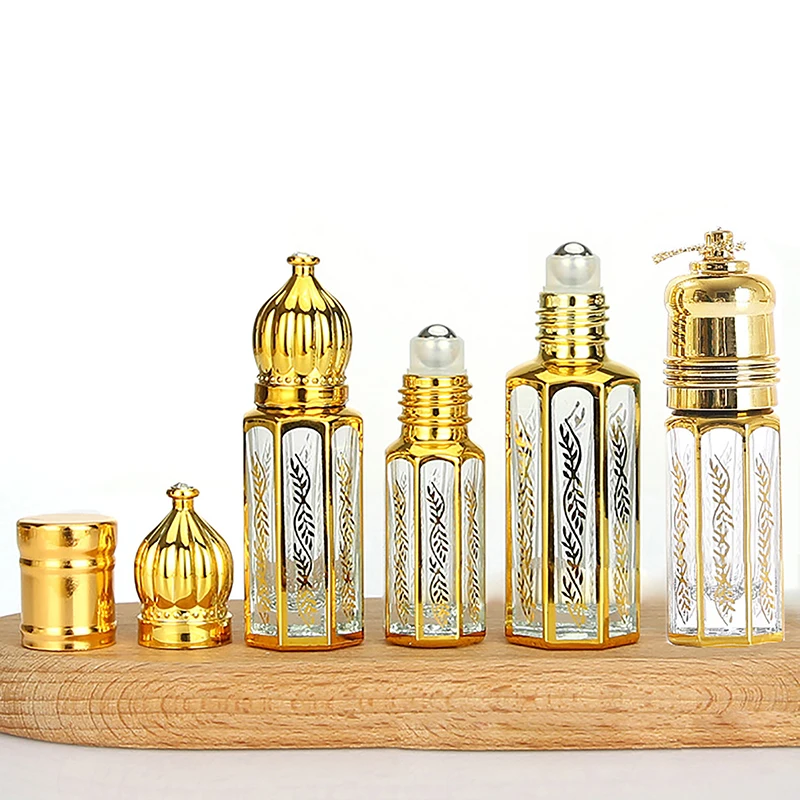 Luxury Essential Oil Roller Glass Bottle Refillable Perfume Bottle Glass Roll-On Essential Oil Bottle Cosmetics Container